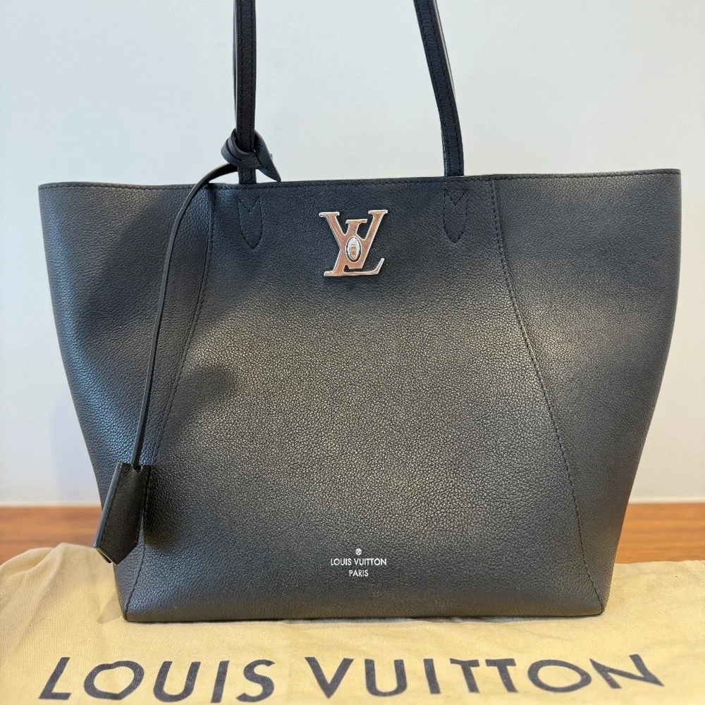 SOLD ❌Louis Vuitton Calfskin Cabas Lockme tote in Black - Picture 1 of 13